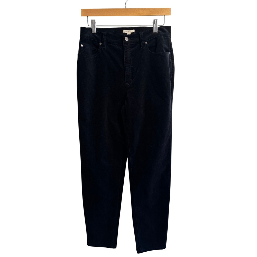Eileen Fisher Womens XS Black Organic Cotton velveteen High Rise Tapered Pants